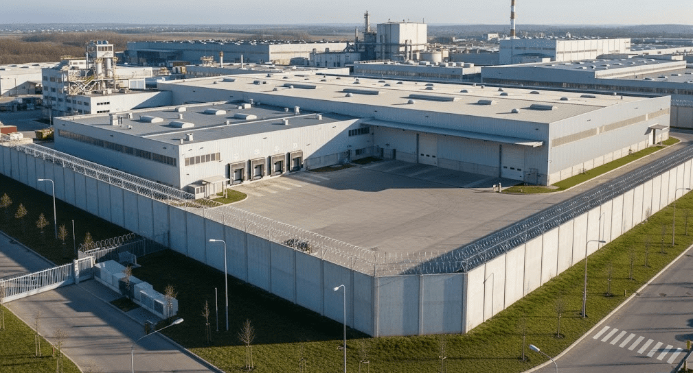 โรงงานที่ใช้ระบบรั้วแรงตึง