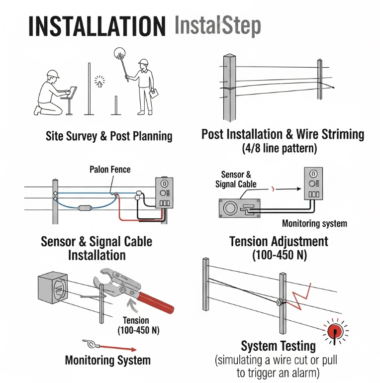 ขั้นตอนการติดตั้งระบบรั้วแรงตึง