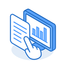 ไอคอนเอกสารและหน้าจอสรุปกราฟ