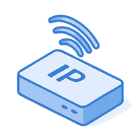 ไอคอนกล่อง IP พร้อมคลื่นสัญญาณ