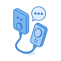 ไอคอนตัวกดหัวเตียงพร้อมเครื่องหมายสนทนา แสดงถึงการสื่อสารสองทางระหว่างผู้ป่วยและพยาบาล