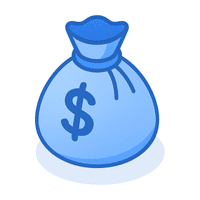 ไอคอนถุงเงินสีฟ้า แสดงถึงความคุ้มค่าและการประหยัดต้นทุนระยะยาวของระบบเรียกพยาบาลแบบไอพี