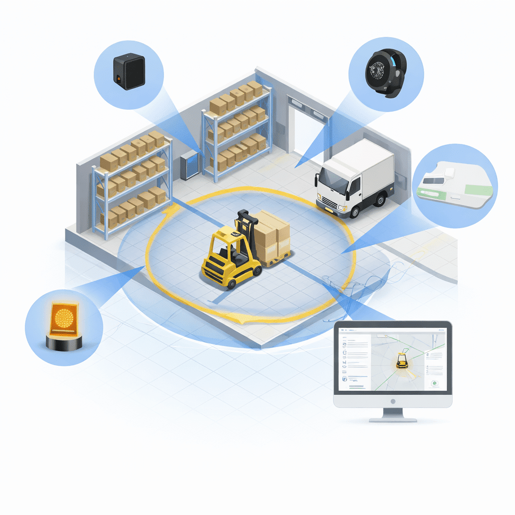 รูปประกอบติดตามรถโฟล์คลิฟท์ - Forklift tracking system for warehouse and factory real-time forklift monitoring
